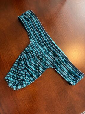 NWOT - Striped Teal and Black Low-Rise Men's Thong
